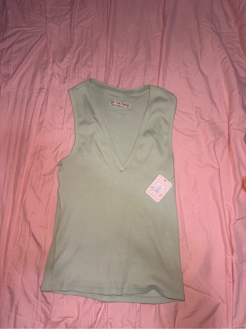 Free People Mint V-Neck Ribbed Tank - Picture 5 of 5